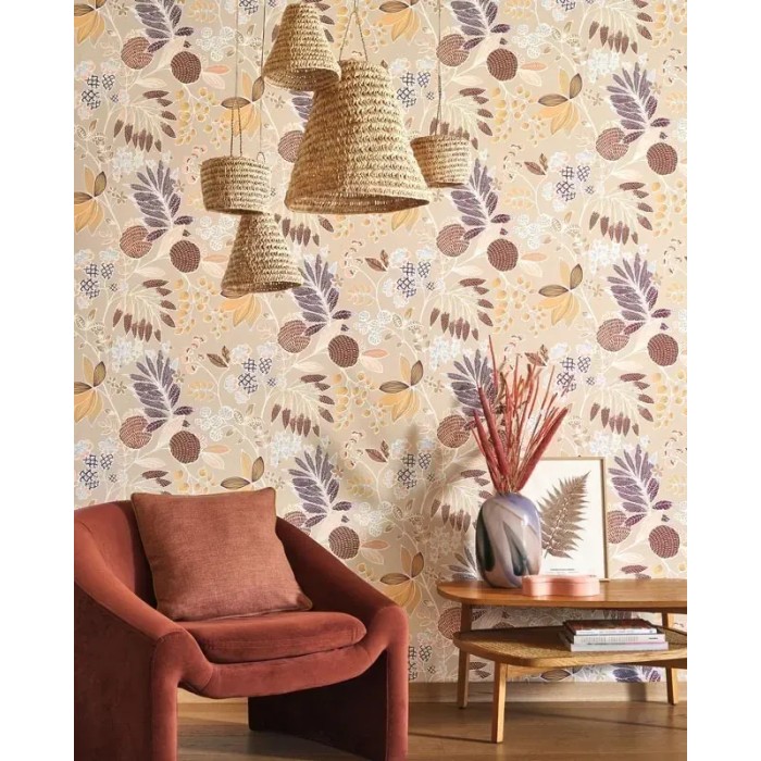 Casadeco|Beige Hippie-Blumentapete|Tapeten