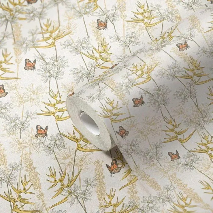 Papel pintado flores y mariposas blanco - As Creation Drawn Into Nature 394231