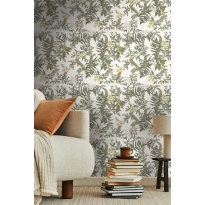 As Creation|Wallpaper nordic grey and green flowers and ferns|Scandinavian 2