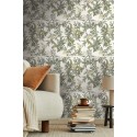 As Creation|Papier Peint fleurs et fougères blanc et vert|Scandinave