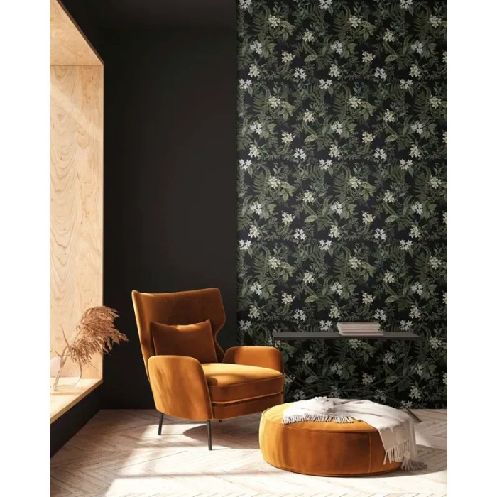 As Creation|Papel pintado flores y helechos estilo floral verde|Papel Pintado