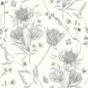 As Creation|Papier Peint fleurs papillons blanc et gris|Romantique