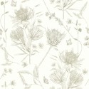 As Creation|Papier Peint fleurs papillons romantique blanc et vert|Papier Peint