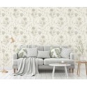 As Creation|Papier Peint fleurs papillons romantique blanc et vert|Papier Peint