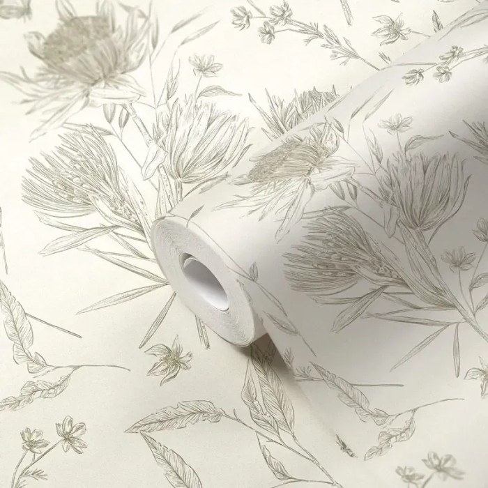 As Creation|Papier Peint fleurs papillons romantique blanc et vert|Papier Peint
