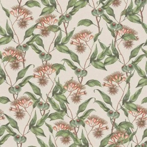 Casamance|Wallpaper linen brown with embroidered leaves|Wallpaper