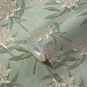 As Creation|Papier Peint chrysanthèmes style floral vert|Papier Peint