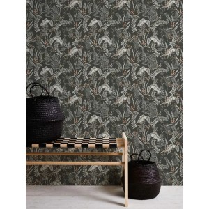 Casamance|Unifarbene Tapete schwarz Textileffekt matt|Tapeten 2