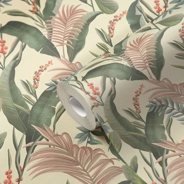 As Creation|Wallpaper large tropical floral leaves in beige|Wallpaper