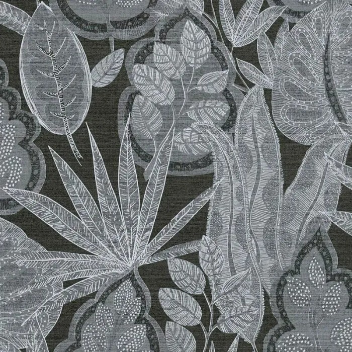 As Creation|Papel pintado estilo floral boho negro|Papel Pintado