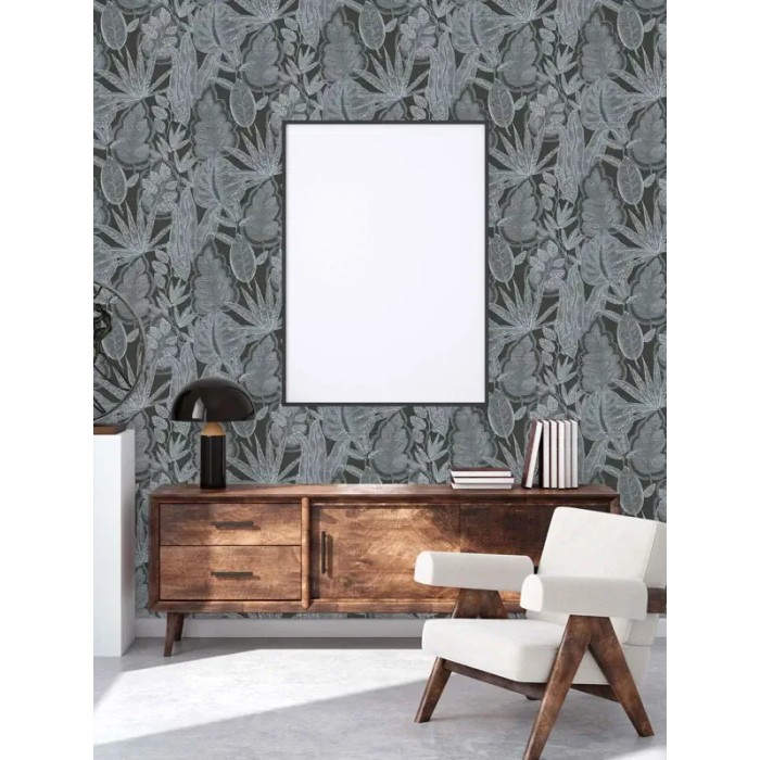 As Creation|Papel pintado estilo floral boho negro|Papel Pintado