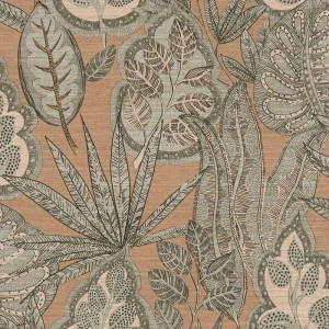 Casadeco|Papel pintado flores grandes naranja efecto batik|Étnico