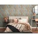 As Creation|Tapete im Boho-Stil mit floralen Mustern in Türkis und Gelb|Retro