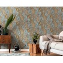 As Creation|Tapete im Boho-Stil mit floralen Mustern in Türkis und Gelb|Retro