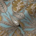 As Creation|Tapete im Boho-Stil mit floralen Mustern in Türkis und Gelb|Retro