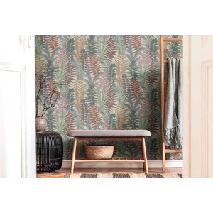 Eijffinger|Vintage floral wallpaper with textile effect in beige and gold|Wallpaper 2