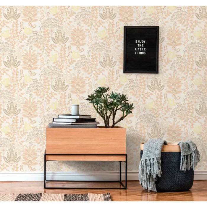 As Creation|Papier Peint fleurs style boho blanc et orange|Papier Peint