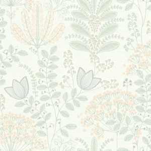 Grandeco|Boho-style blue floral wallpaper|Floral