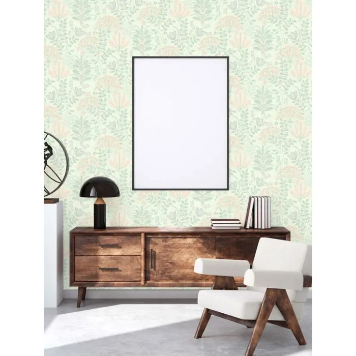 As Creation|Papel pintado flores estilo boho verde|Papel Pintado