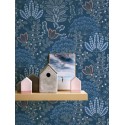 As Creation|Papier Peint fleurs rétro style bohème bleu|Moderne