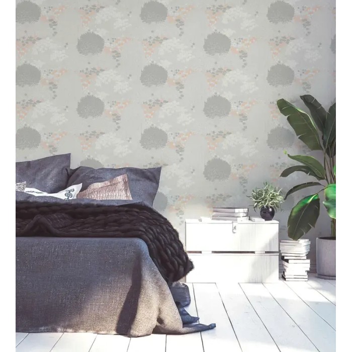 As Creation|Papier Peint jardin botanique floral gris clair|Papier Peint