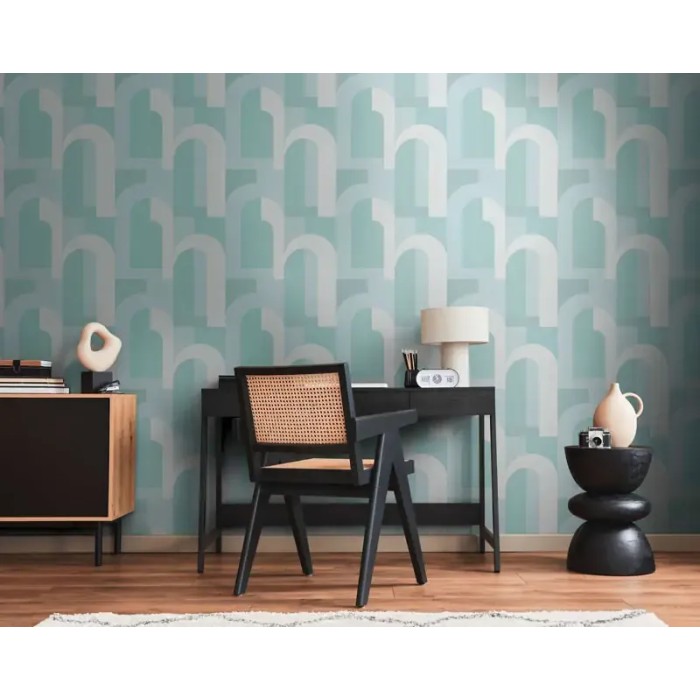 Architects Paper|Geometric wallpaper in mint green with arch design|Art Deco