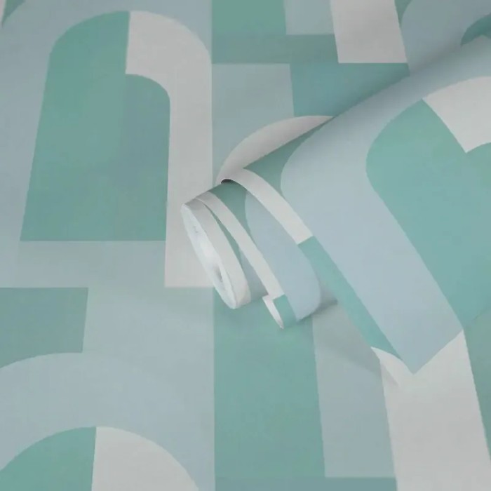 Architects Paper|Geometric wallpaper in mint green with arch design|Art Deco