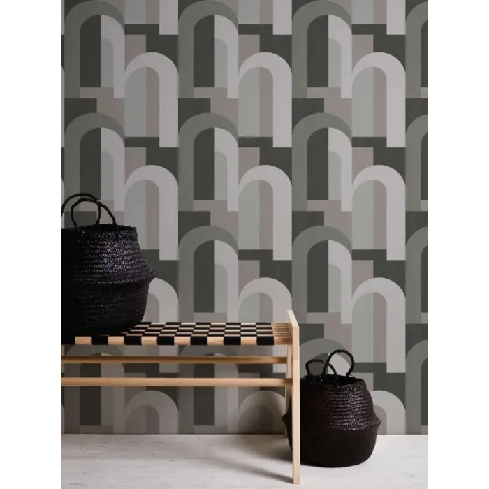 Architects Paper|Geometric wallpaper in grey and black|Art Deco