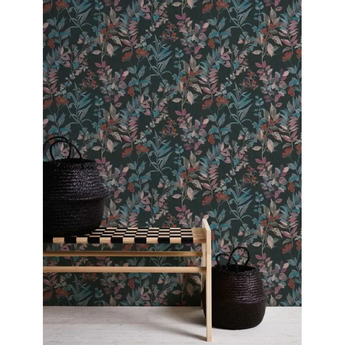 Papel pintado negro ramas y hojas efecto acuarela - Architects Paper Arcade 391711