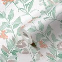 Architects Paper|White and green wallpaper with watercolor-style branches and leaves|Wallpaper