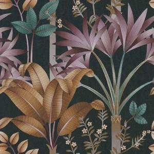 Grandeco|Boho-style blue floral wallpaper|Floral