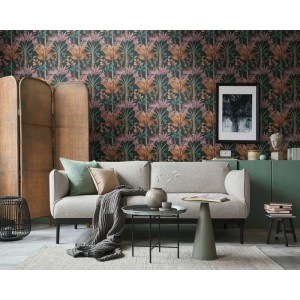 Grandeco|Boho-style blue floral wallpaper|Floral 2