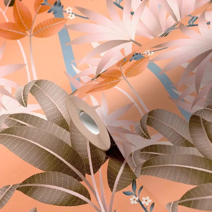 Papel pintado flores Art Decó naranja y color salmón - Architects Paper Arcade 391722