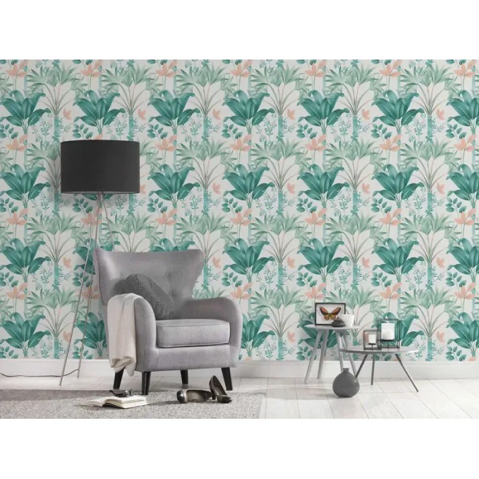 Architects Paper|Art Deco floral wallpaper in green and white|Wallpaper