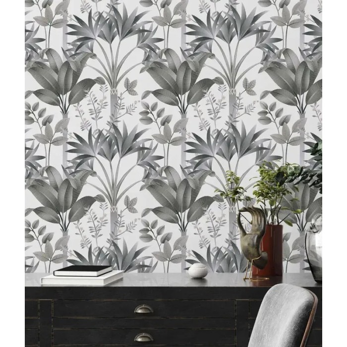 Architects Paper|Blumentapete Art Déco grau|Tapeten