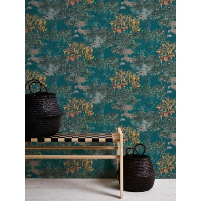 Architects Paper|Einfarbige grüne Tapete mit Tropenbäumen|Tapeten