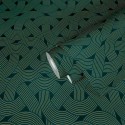 Architects Paper|Papel pintado geométrico verde y dorado metalizado|Art Deco