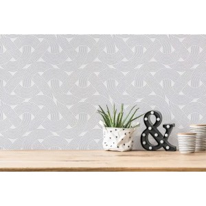 Casadeco|Elegante Art-Déco-Tapete in Grau mit Fächerformen|Art Deco 2