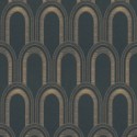 Architects Paper|Papel pintado geométrico negro y dorado metalizado|Art Deco