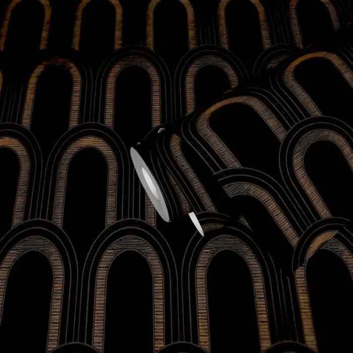 Papel pintado geométrico negro y dorado metalizado - Architects Paper Arcade 391762