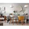 Architects Paper|Tapete weiß und silber mit geometrischen Bögen metallisiert|Art Deco