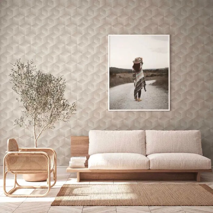 As Creation|Papel pintado estilo geométrico moderno beige|Moderno