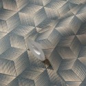 As Creation|Wallpaper beige and blue geometric polyhedra|Geometric