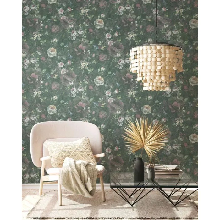 As Creation|Rustic green wildflowers wallpaper|Wallpaper