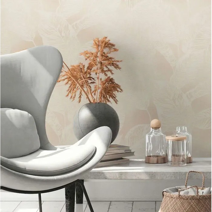 As Creation|Papier Peint grandes feuilles florales beige|Moderne