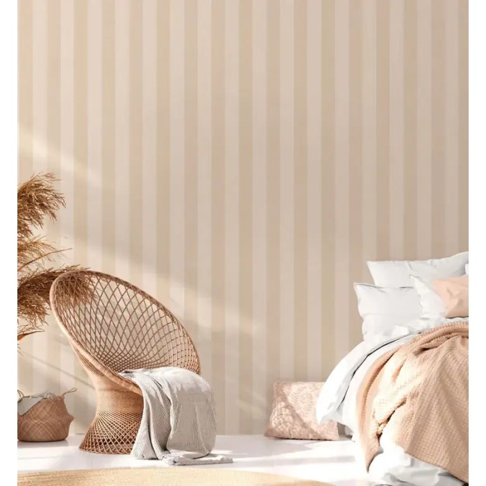 As Creation|Papier Peint rayures bicolores beige et blanc|Rayures