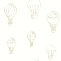 Caselio|Papel pintado infantil globos aerostáticos blanco y beige|Infantil