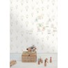 Caselio|Papel pintado infantil globos aerostáticos blanco y beige|Infantil