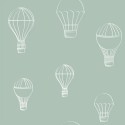 Caselio|Papel pintado infantil globos aerostáticos verde menta|Infantil