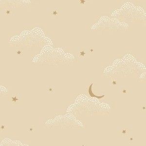 Caselio|Papier peint enfant ciel étoilé blanc et marron|Enfants